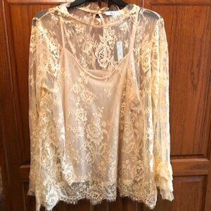Ivory lace blouse with camisole by She + Sky size large